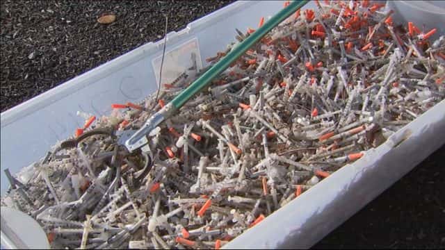 Thousands of dirty needles have been pulled from the Merrimack River from Manchester, Nashua, and Lowell