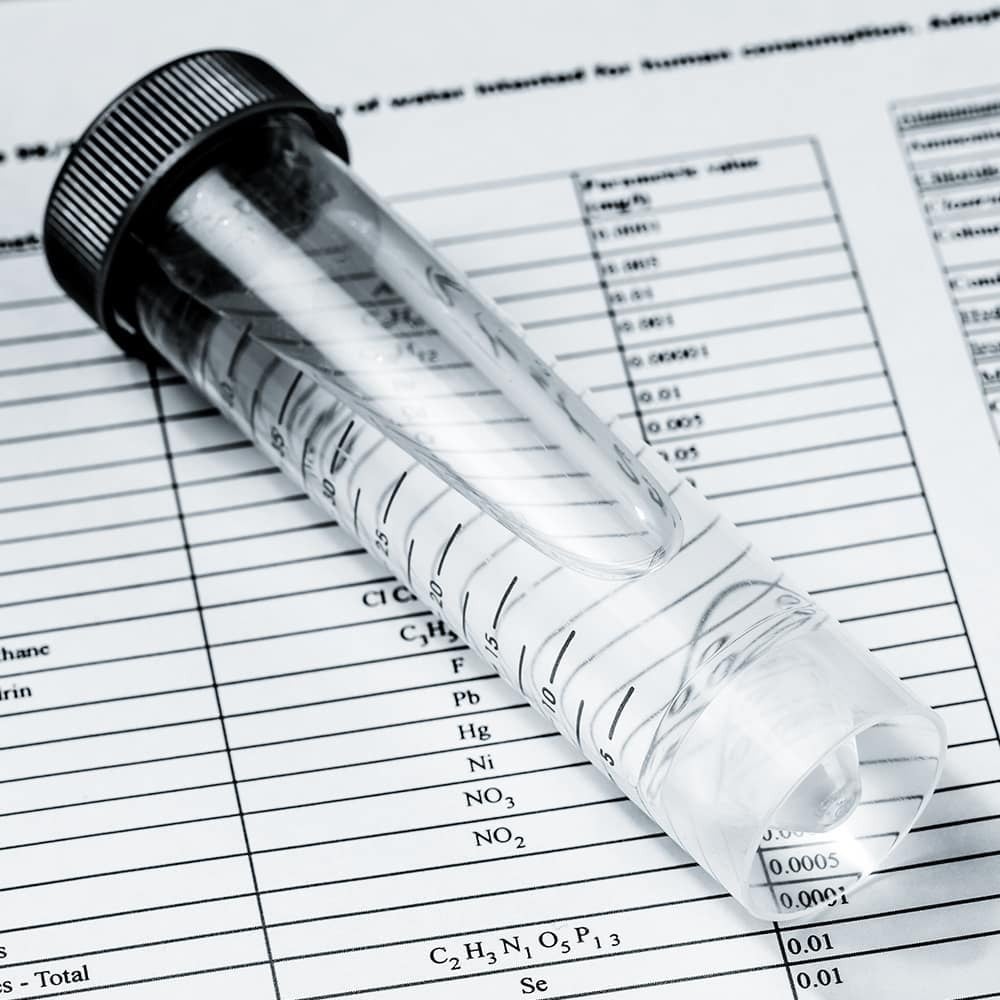 Water lab test report for drinking water NH.