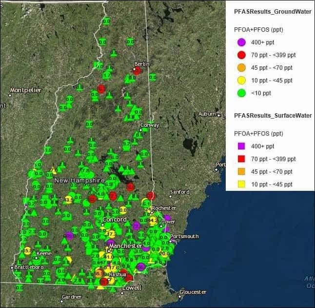 PFOA Map New Hampshire